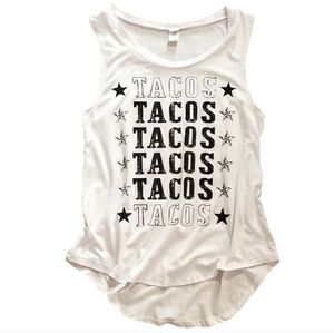 NWOT Tacos graphic shirt high / low tank‎ top shirt size S